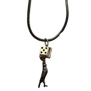 Artesian Lucky Crow Black Bird Dice Unisex Men’s Woman’s Leather Rope Jewelry